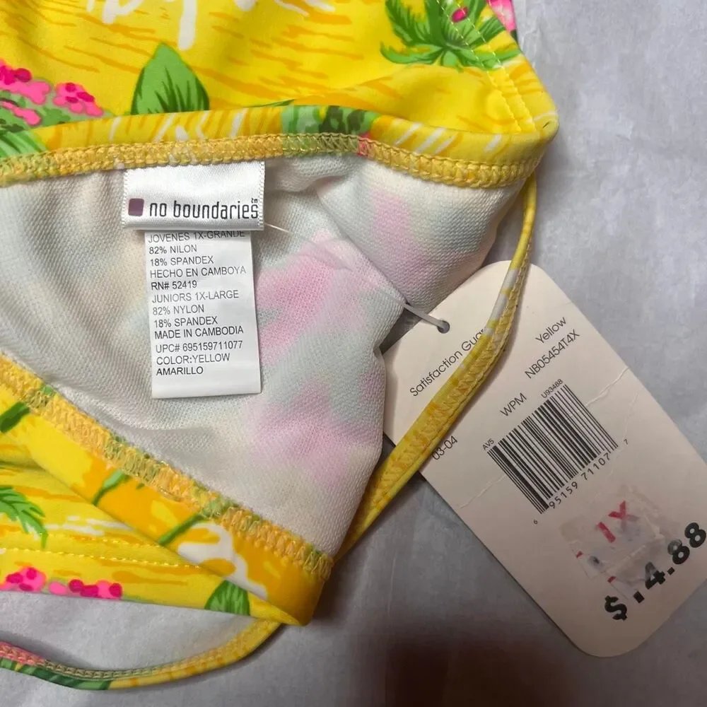 Y2K No Boundaries Yellow Aloha Halter Tankini Swim Top
